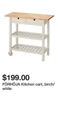 IKEA FÖRHÖJA Kitchen cart, birch/white offer