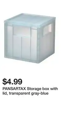 IKEA PANSARTAX Storage box with lid, transparent gray-blue offer