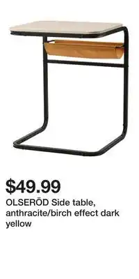 IKEA OLSERÖD Side table, anthracite/birch effect dark yellow offer