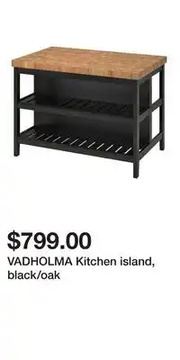 IKEA VADHOLMA Kitchen island, black/oak offer