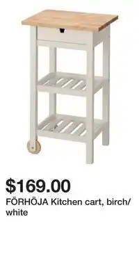 IKEA FÖRHÖJA Kitchen cart, birch/white offer