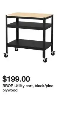 IKEA BROR Utility cart, black/pine plywood offer