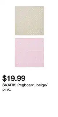 IKEA SKÅDIS Pegboard, beige/pink offer