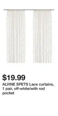 IKEA ALVINE SPETS Lace curtains, 1 pair, off-white/with rod pocket offer