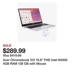 TSC Stores Acer Chromebook 315 15.6 FHD Intel N4500 4GB RAM 128 GB with Mouse offer