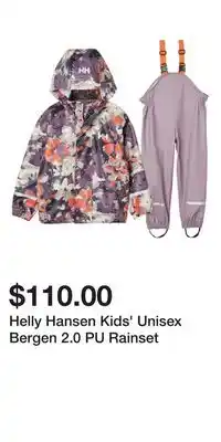 Mark's Helly Hansen Kids' Unisex Bergen 2.0 PU Rainset offer