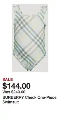 Holt Renfrew BURBERRY Check One-Piece Swimsuit offer