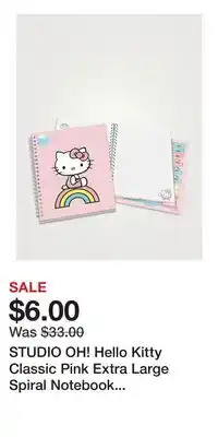 Holt Renfrew STUDIO OH! Hello Kitty Classic Pink Extra Large Spiral Notebook With Pocket And Sticker Sheet offer