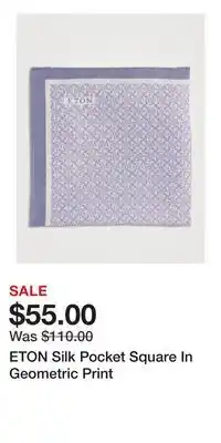Holt Renfrew ETON Silk Pocket Square In Geometric Print offer