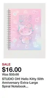 Holt Renfrew STUDIO OH! Hello Kitty 50th Anniversary Extra-Large Spiral Notebook With Pocket And Sticker Sheet offer