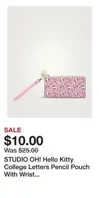 Holt Renfrew STUDIO OH! Hello Kitty College Letters Pencil Pouch With Wrist Strap And Decorative Pull offer