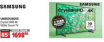 2001 Audio Video UN85DU8000 Crystal UHD 4K 120Hz Smart TV offer