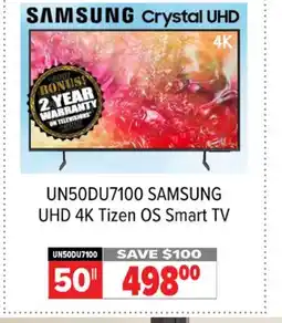2001 Audio Video UN50DU7100 SAMSUNG UHD 4K Tizen OS Smart TV offer