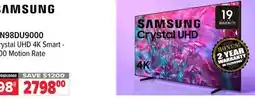2001 Audio Video UN98DU9000 SAMSUNG 98 Crystal UHD 4K Smart - 200 Motion Rate TV offer