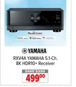 2001 Audio Video RXV4A YAMAHA 5.1-Ch. 8K HDR10+ Receiver offer