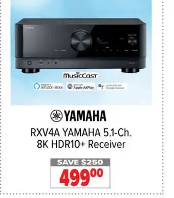 2001 Audio Video RXV4A YAMAHA 5.1-Ch. 8K HDR10+ Receiver offer