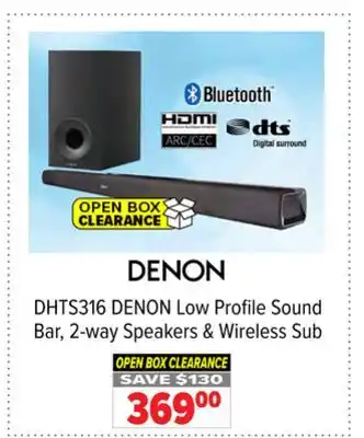 2001 Audio Video DHTS316 DENON Low Profile Sound Bar, 2-way Speakers & Wireless Sub offer