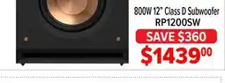 2001 Audio Video RP1200SW 800W 12 Class D Subwoofer offer