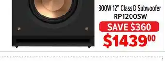 2001 Audio Video RP1200SW 800W 12 Class D Subwoofer offer