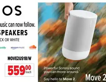 2001 Audio Video SONOS PORTABLE SPEAKER VOICE White offer