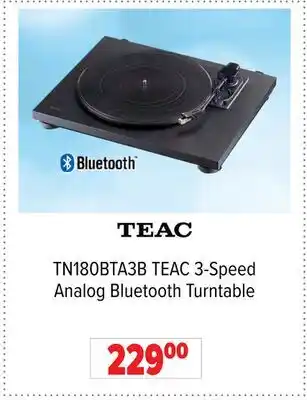 2001 Audio Video TN180BTA3B TEAC 3-Speed Analog Bluetooth Turntable offer