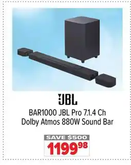 2001 Audio Video BAR1000 JBL Pro 7.1.4 Ch Dolby Atmos 880W Sound Bar offer