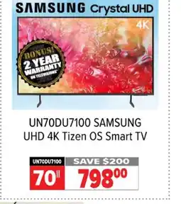 2001 Audio Video UN70DU7100 SAMSUNG UHD 4K Tizen OS Smart TV offer
