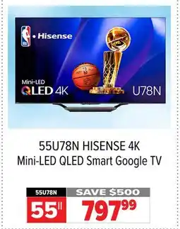 2001 Audio Video 55U78N HISENSE 4K Mini-LED QLED Smart Google TV offer