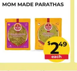 Food World Supermarket MOM MADE PARATHAS offer