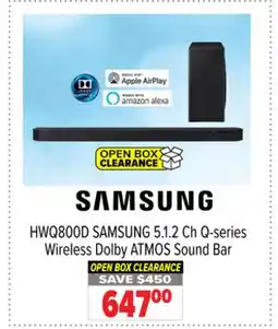 2001 Audio Video HWQ800D SAMSUNG 5.1.2 Ch Q-series Wireless Dolby ATMOS Sound Bar offer
