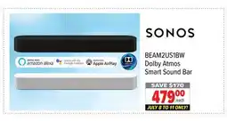2001 Audio Video BEAM2US1BW Dolby Atmos Smart Sound Bar offer