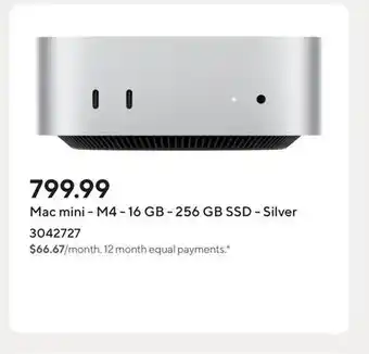 Staples Mac mini - M4 - 16 GB - 256 GB SSD - Silver offer