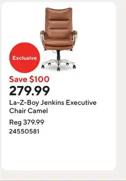 Staples La-Z-Boy Jenkins Executive Chair Camel offer