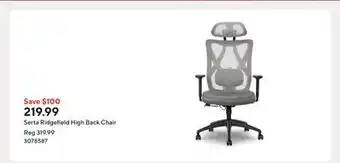 Staples Serta Ridgefield High Back Chair offer