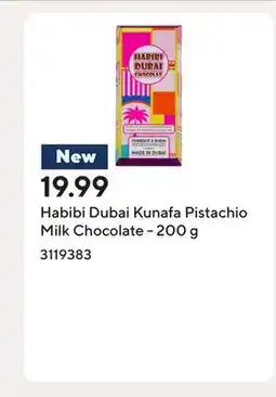 Staples Habibi Dubai Kunafa Pistachio Milk Chocolate - 200 g offer