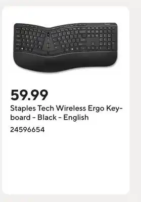 Staples Staples Tech Wireless Ergo Keyboard - Black - English offer