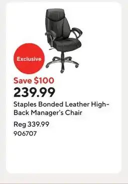 Staples Staples Bonded Leather High-Back Manager's Chair offer