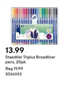 Staples Staedtler Triplus Broadliner pens, 20pk offer