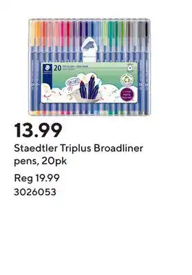Staples Staedtler Triplus Broadliner pens, 20pk offer