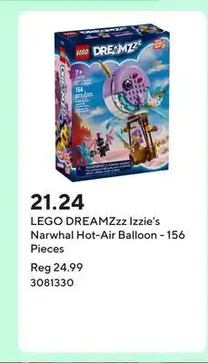 Staples LEGO DREAMZzz Izzie's Narwhal Hot-Air Balloon - 156 Pieces offer