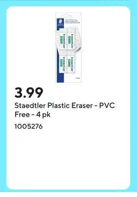 Staples Staedtler Plastic Eraser - PVC Free - 4 pk offer