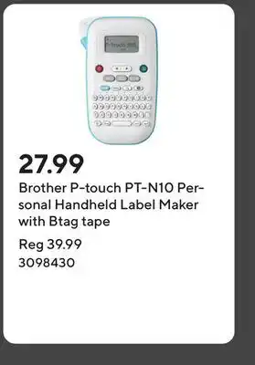 Staples Brother P-touch PT-N10 Personal Handheld Label Maker with Btag tape offer