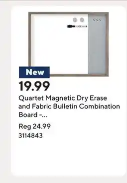 Staples Quartet Magnetic Dry Erase and Fabric Bulletin Combination Board - 20 x 16 - Wood Frame offer