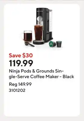 Staples Ninja Pods & Grounds Single-Serve Coffee Maker - Black offer