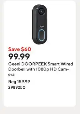 Staples Geeni DOORPEEK Smart Wired Doorbell with 1080p HD Camera offer