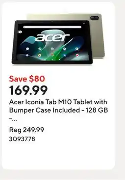 Staples Acer Iconia Tab M10 Tablet with Bumper Case Included - 128 GB - Champagne offer