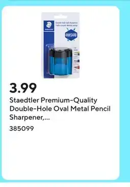 Staples Staedtler Premium-Quality Double-Hole Oval Metal Pencil Sharpener, Assorted Colours offer