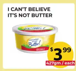 Food World Supermarket I CAN'T BELIEVE IT'S NOT BUTTER offer