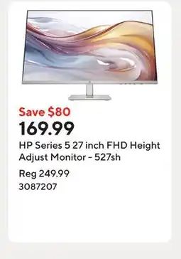 Staples HP Series 5 27 inch FHD Height Adjust Monitor - 527sh offer