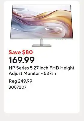 Staples HP Series 5 27 inch FHD Height Adjust Monitor - 527sh offer